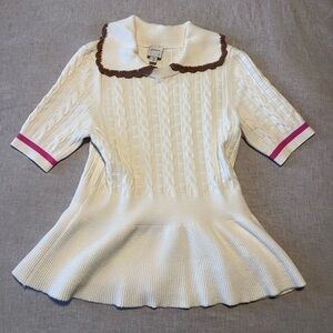 Maeve Short Sleeve Collared Peplum Sweater